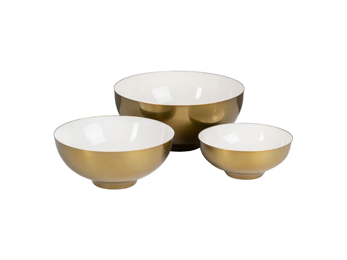 Cuenco 30 x 30 x 14 cm Dorado Blanco Hierro (3 Unidades)