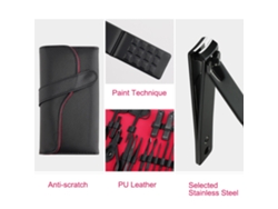 Kit de 18 piezas para manicura y pedicura con bolsa plegable para el cuidado de uñas, pies y rostro.