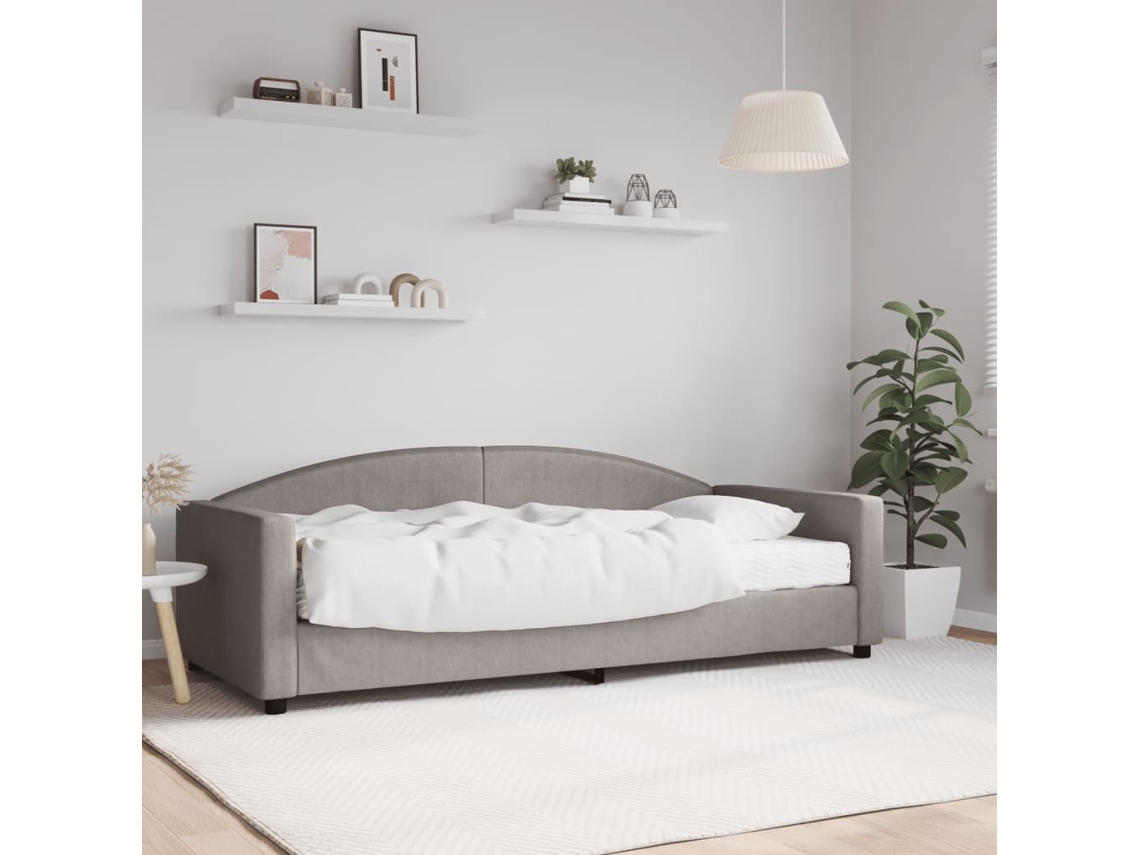 Sofá Cama Con Colchón Tela Gris Taupe 90x200 Cm
