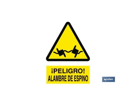 Señal poliestireno 297 x 210 mm alambre de espino