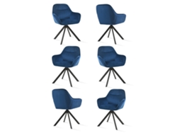 Sillas De Comedor Goeurvant 1370(pack De 6, Azul Prusiano, Terciopelo)