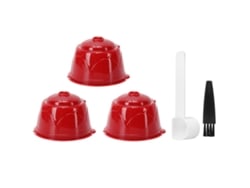 Kit de filtro, cuchara y cepillo reutilizables para cápsulas de café Dolce Gusto (3 cápsulas rojas, 1 cuchara, 1 cepillo)