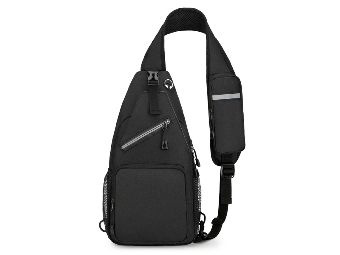 (Negro) Bolso de pecho, bolso de hombro o bandolera sencillo para hombre