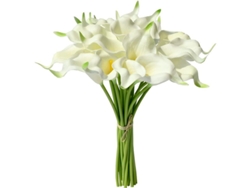 20 Flores Artificiales De Cala Blanca De Seda De 34 Cm Para El Hogar, La Cocina Y Bodas.
