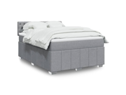Cama Box Spring Con Colchón Tela Gris Claro 140x190 Cm