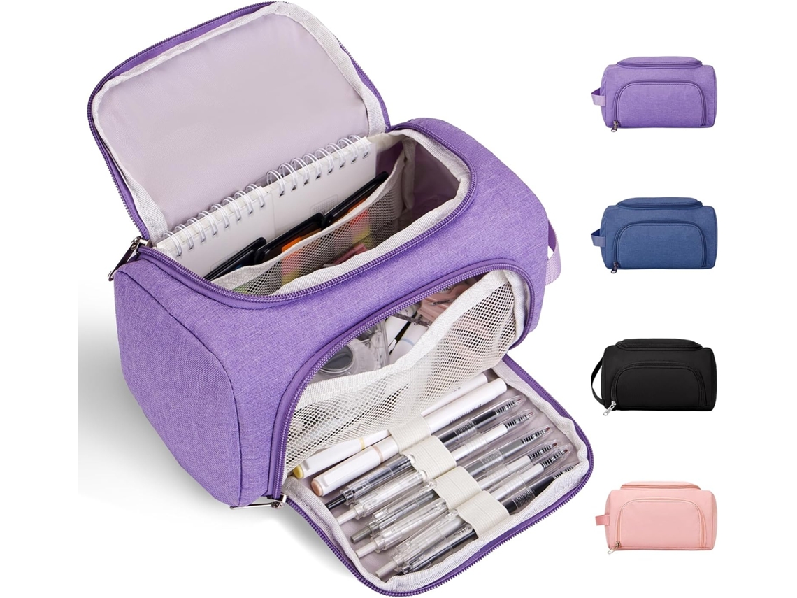 Estuche Grande Para Lápices, Caja De Lápices Con Cremallera Para Niñas, Útiles Escolares, Color Morado CHRUI