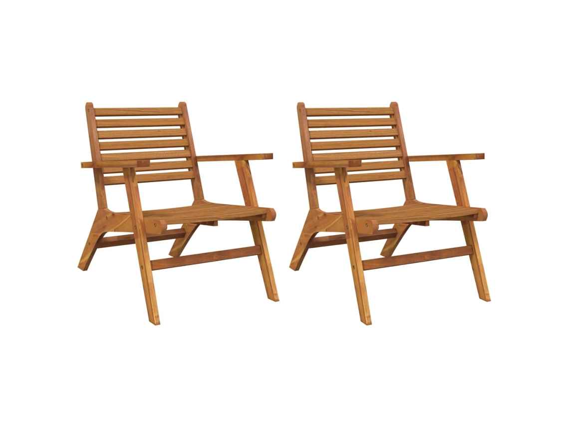 Conjunto 2 Silla de jardín VIDAXL Marrón Madera de acacia (65x81x73 cm)