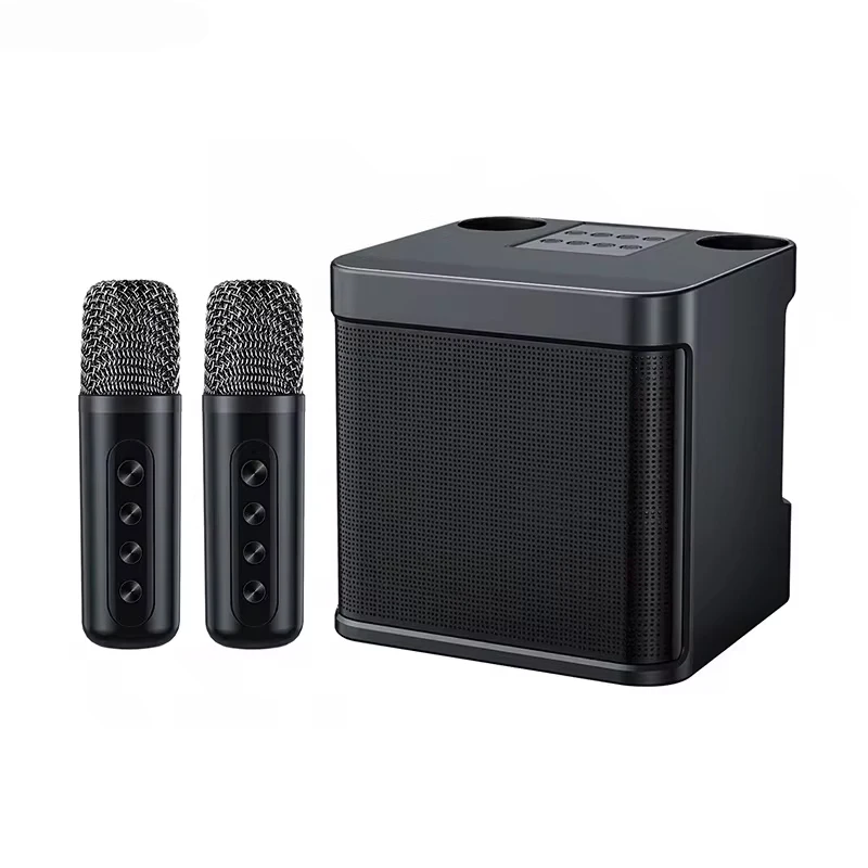 (negro) máquina De Karaoke Portátil Con Micrófono Dual