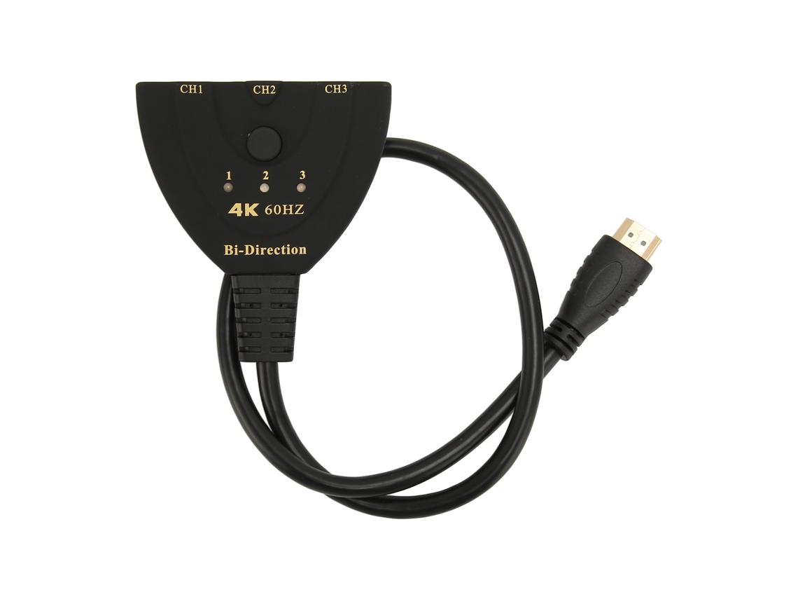 Conmutador de interfaz multimedia HD 4K 60 Hz, 3 entradas y 1 salida
