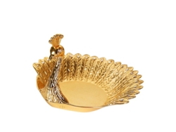 2026-32059-taza De Dulces De Metal En Forma De Pavo Real Dorado Para Servir Frutas Y Snacks