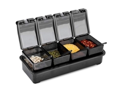Juego De Botes Para Especias De Cocina Con 4 Compartimentos Extraíbles, Cucharas Y Plato Antideslizante.