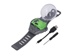 Mini coche teledirigido de 2,4 GHz, recargable, con pulsera verde.