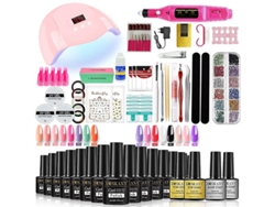 Kit de manicura profesional con lámpara UV y taladro para todo tipo de esmaltes en gel. 14 piezas. Ly Ebike