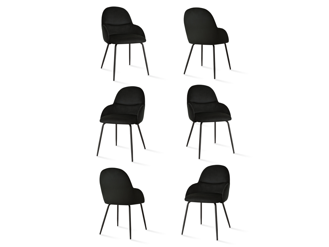 Sillas De Comedor Goeurvant 1438(pack De 6, Negro, Terciopelo)