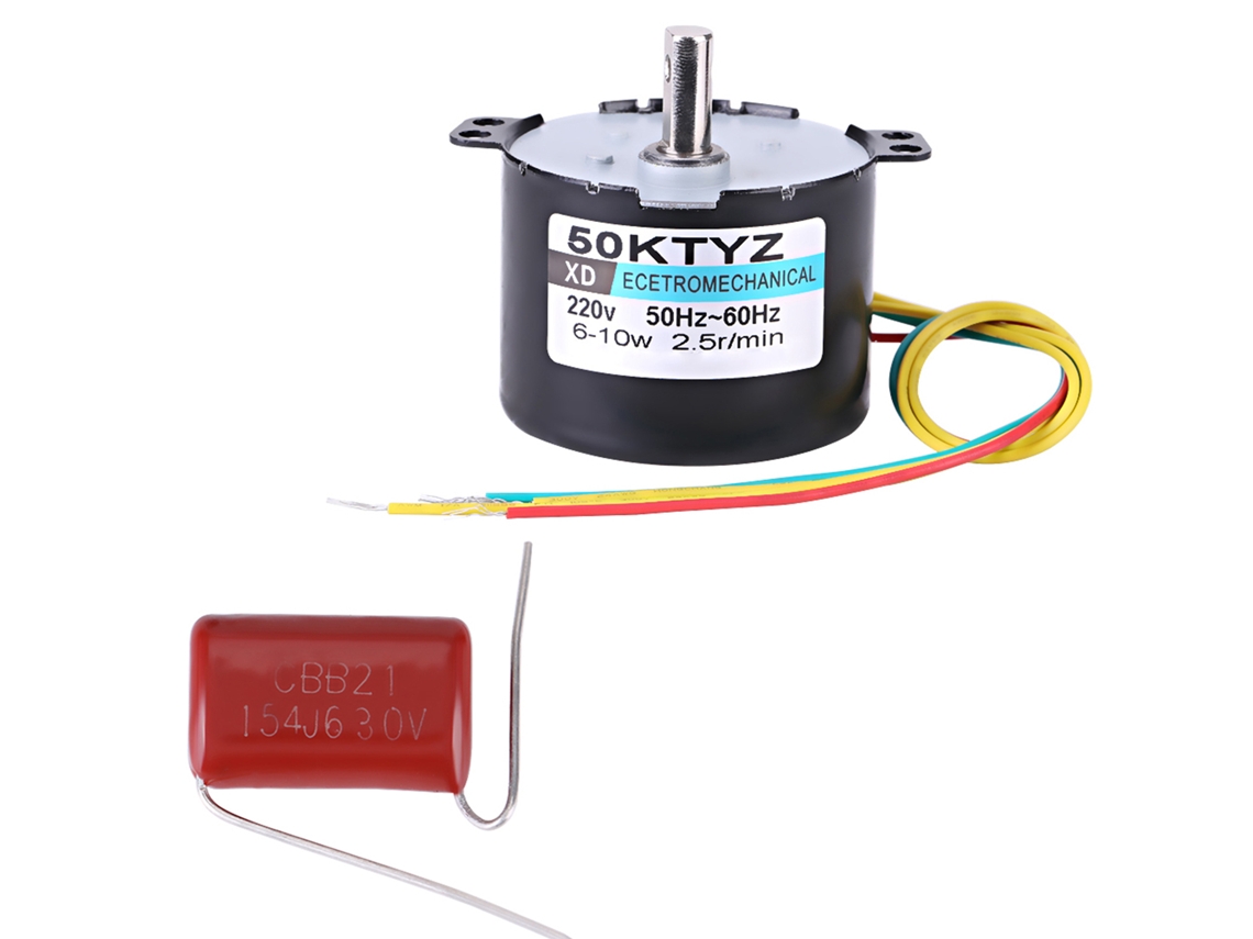 Motor síncrono de imán permanente AC220V 10W 0.5A 2.5rpm 6x6x5cm 207g Sin marca