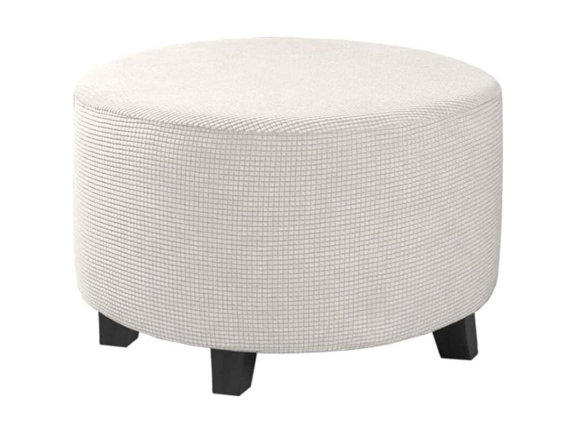 MEOIRUERY Cubierta otomana elegante, tapa de estiramiento para almacenamiento otomano redondo y taburetes plegables, protector de muebles Jacquard Fabric no Sli