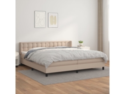 Cama Box Spring Con Colchón Cuero Sintético Capuchino 200x200cm