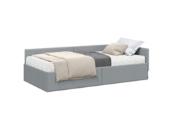 Maison Exclusive - Estructura De Cama Esquina Con Colchón 2 Pcs Gris Claro Tela