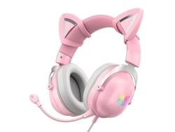 Auriculares Para Juegos Con Luces Rgb Y Diseño De Orejas De Gato Con Micrófono Extraíble Ror