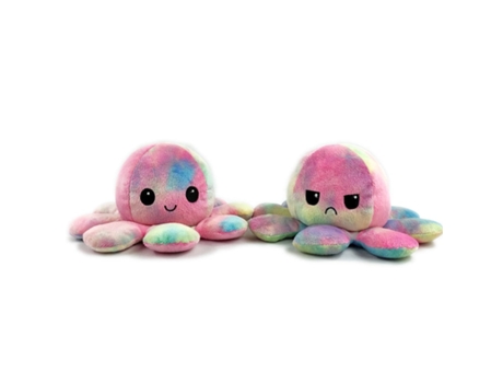 Simulación Suave de Doble Cara Feliz Triste Enojado Muñeco de Pulpo de Peluche de Juguete Color