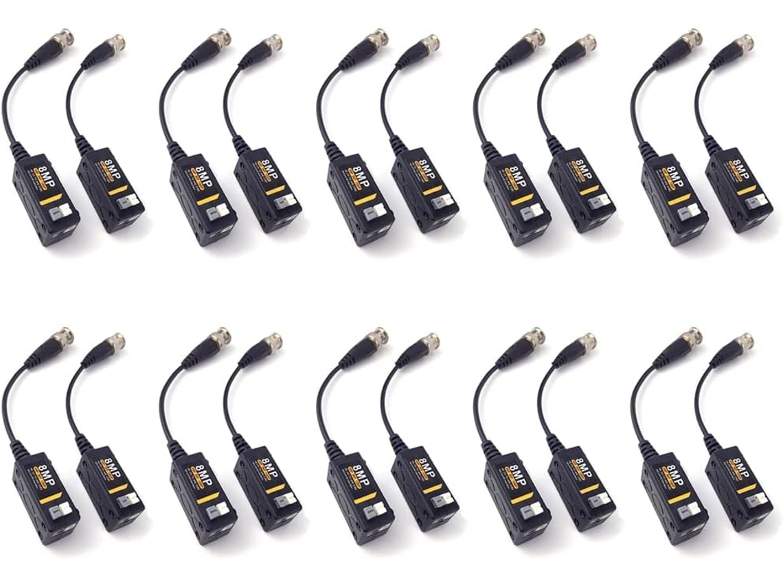 10 Pares De Balunes De Video Hd Bnc De 8 Mp, 1080p Y 720p, Transceptores Utp, Cat5, Cvi, Tvi Y Ahd.