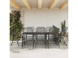 Conjunto de comedor de jardín de 9 piezas con hamaca de metal antracita, DKD Home Decor
