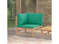 Sofá Esquinero De Jardín | Sofá De Exterior Bambú Con Cojines Verde Wsd282915