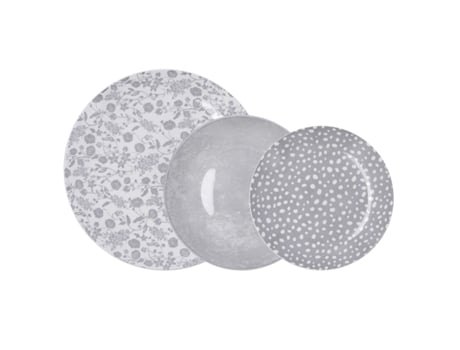 Vajilla BIDASOA Aquilea Gris Cerámica 12 Piezas