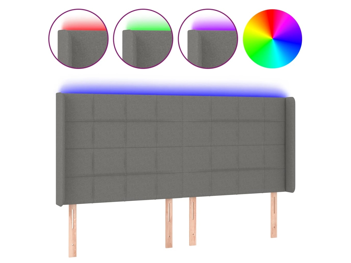 Maison Exclusive - Cabecero Con Led De Tela Gris Oscuro 183x16x118/128 Cm