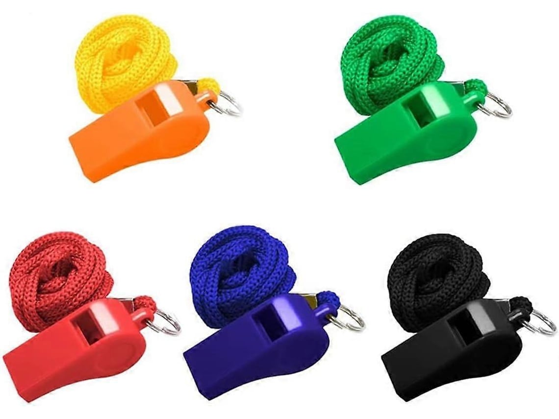 Omni-paquete De 5 Silbatos De Plástico Com Corda De Nylon Macia Para Treinadores, Salvavidas E Desportos