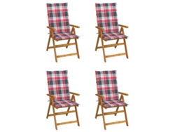 Sillas de jardín reclinables DKD Home Decor de 4 piezas con cojines, acacia maciza