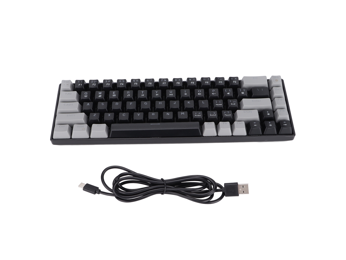 Teclado Mecânico Gamer 68 Teclas Eixo Vermelho/verde Rgb Backlit Hxsj V800 Preto Cinza Type-c