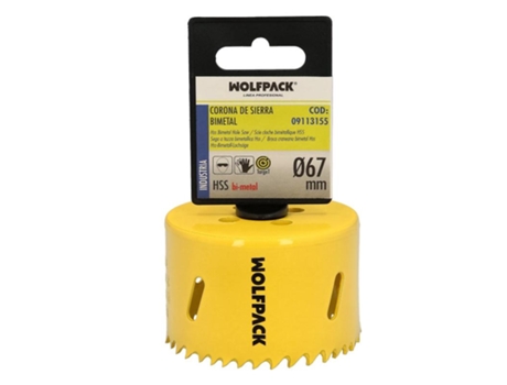 Corona Sierra Bimetal Ø 67 mm Templado Termico. Base Reforzada. Corona Madera. Broca Agujeros Madera. Acero. Hierro. Plasticos WOLFPACK LINEA PROFE...