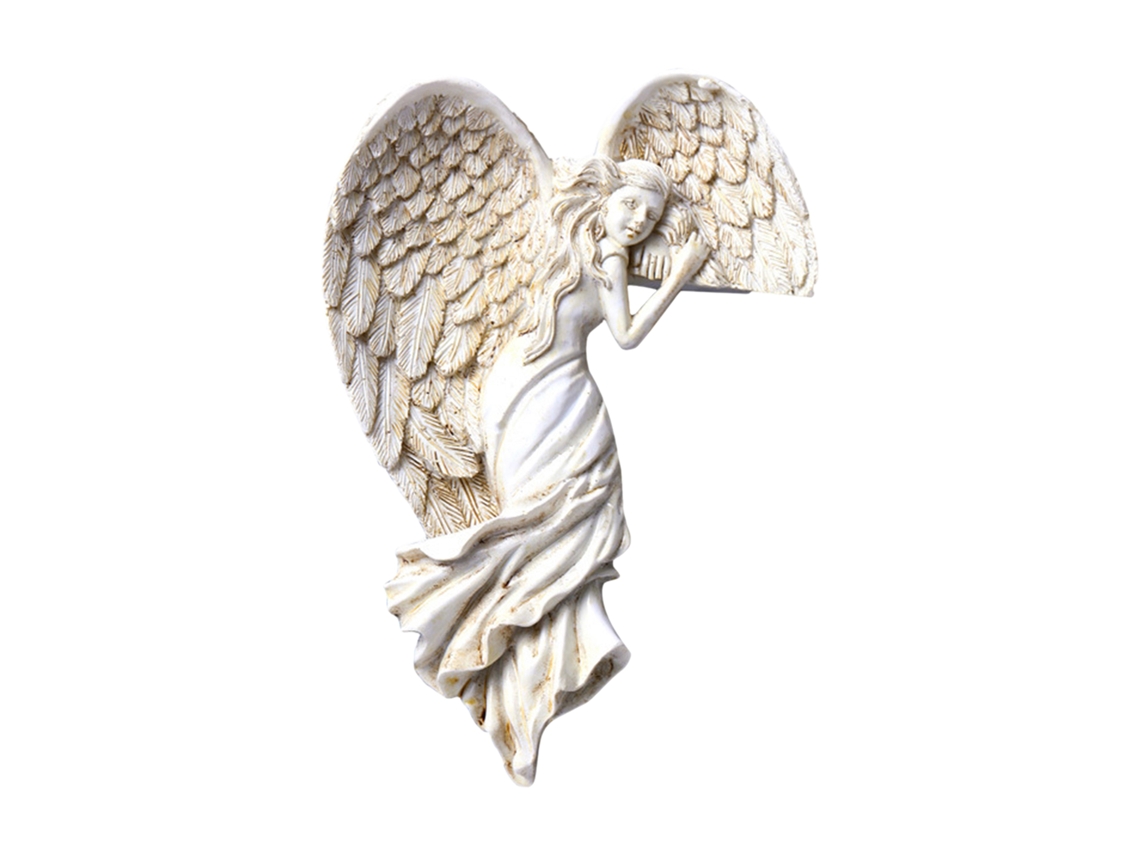 Escultura de ala de ángel para el marco de la puerta izquierda