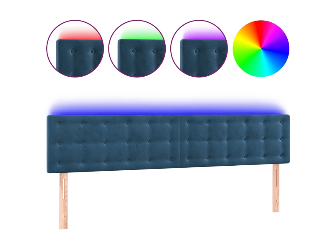 Maison Exclusive - Cabecero Con Led De Terciopelo Azul Oscuro 180x5x78/88 Cm