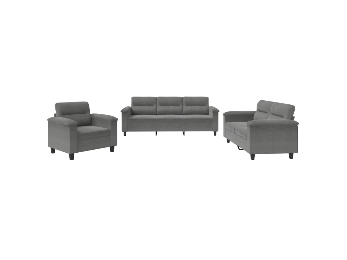 Maison Exclusive - Juego De Sofás Con Cojines 3 Piezas Tela Microfibra Gris Oscuro