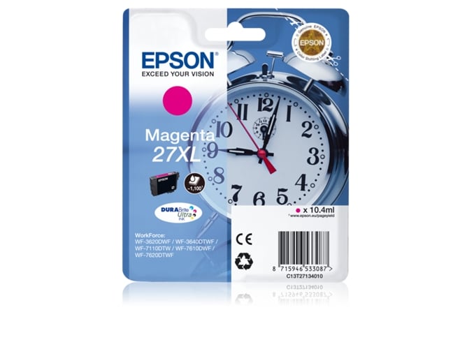 Cartucho de tinta original EPSON 27XL, Despertador 10,4 ml , Magenta, XL, C13T27134022, T2713
