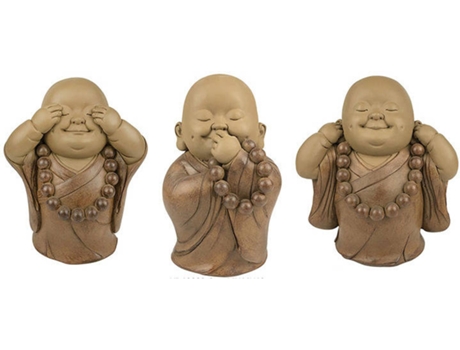 Pieza Decorativa GOODLIVINGDECOR Budas Chineses Cego Surdo y Mudo (Marrón - Resina sintética)