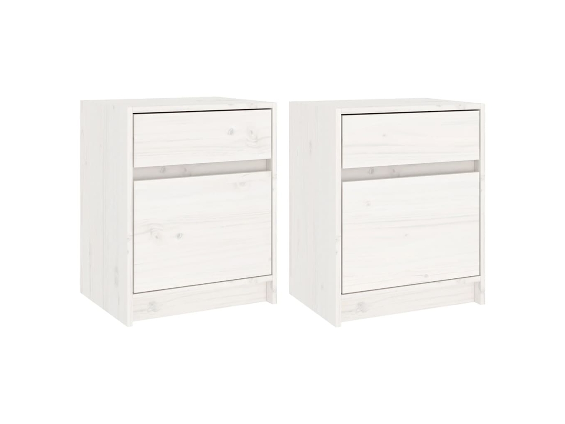 Juego de 2 mesitas de noche de pino macizo blanco MAISON EXCLUSIVE (40x31x50 cm)