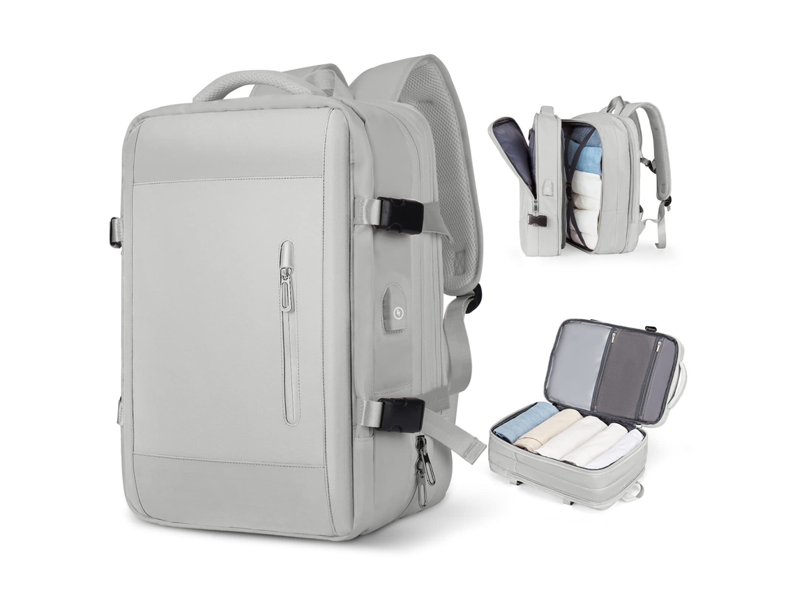 Mochila de viaje impermeable Mdug (gris, 45 x 33 x 25 cm) con puerto USB