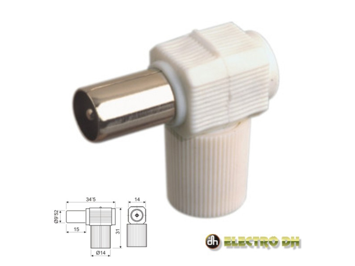 Conector Coaxial Macho En Ángulo Blanco Edh