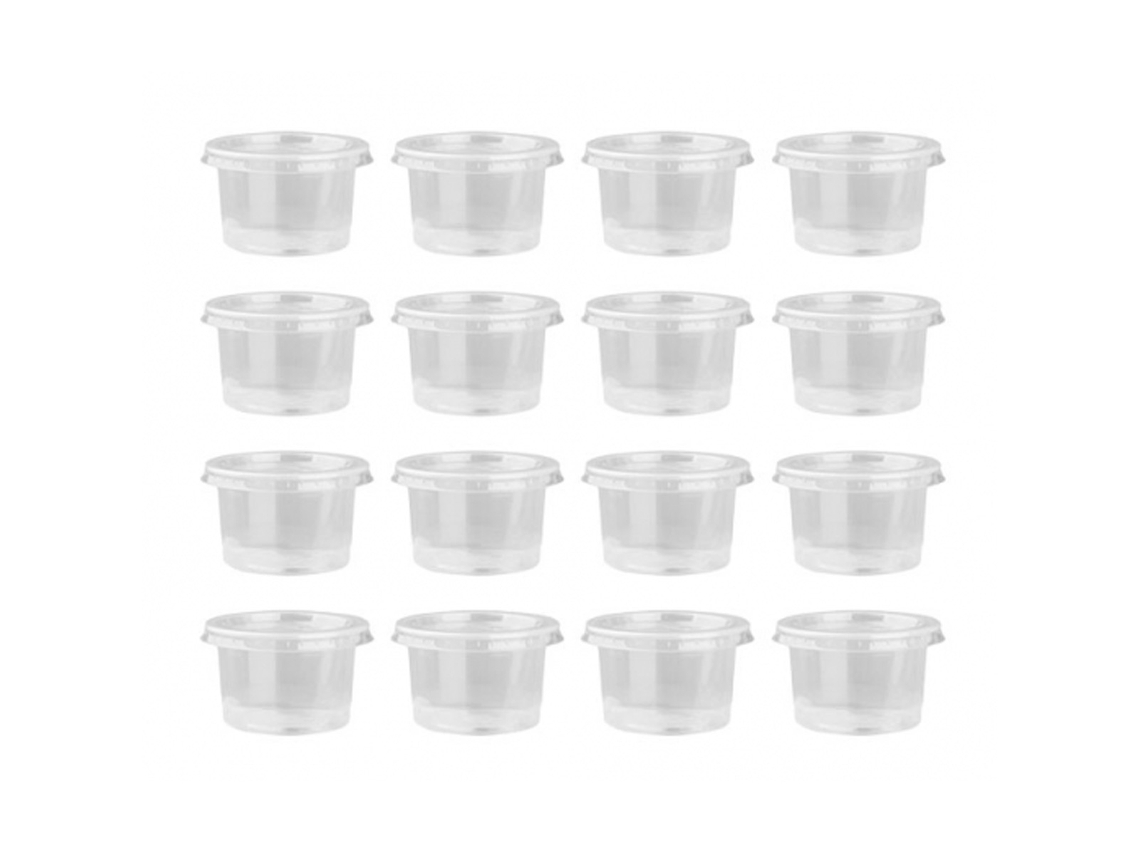 100 piezas de vasos para salsa desechables transparentes con tapa (1 oz) KOFIHETY