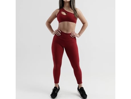 Conjunto Legging y Top para Mujer FORZA FITNESS Water Rojo y Negro para Fitness (Talla Unica)