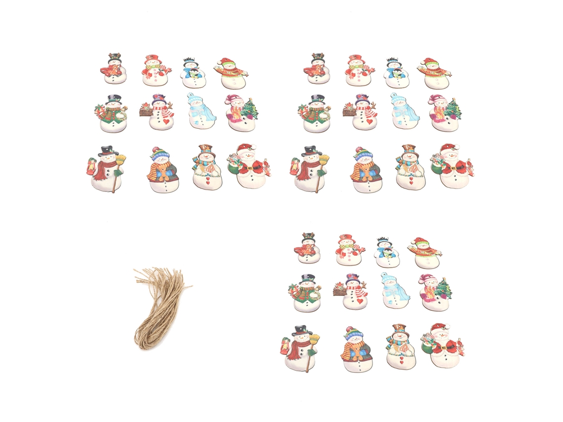 36 Piezas De Adornos Navideños Colgantes De Madera Con Forma De Muñeco De Nieve Para El Árbol Y Las Fiestas.