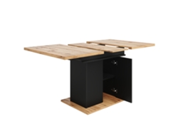 Mesa de comedor retráctil de 140 x 70 cm en MDF con almacenaje, color negro y Mobrio natural