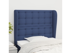 Cabecero Con Orejas De Tela Azul 103x23x118/128 Cm