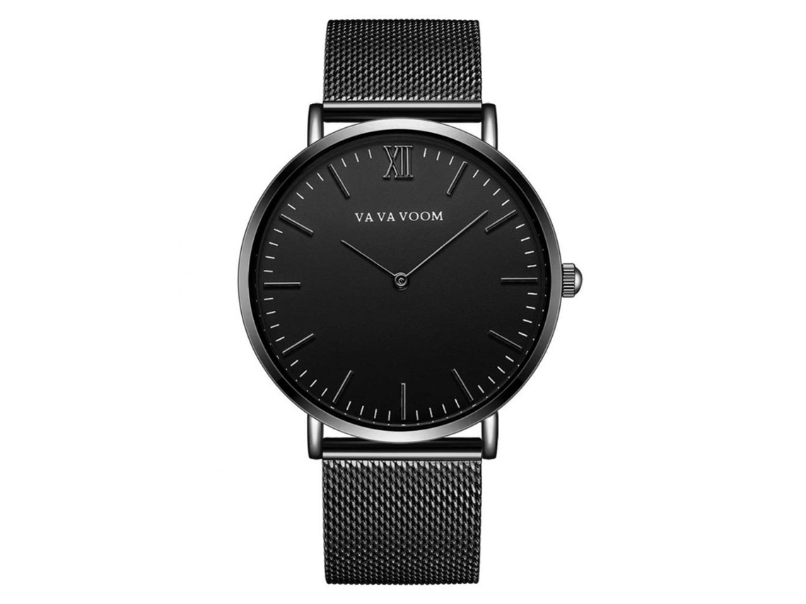 Reloj Hombre Vava Voom De Moda Con Correa De Metal Movimiento De Cuarzo Negro