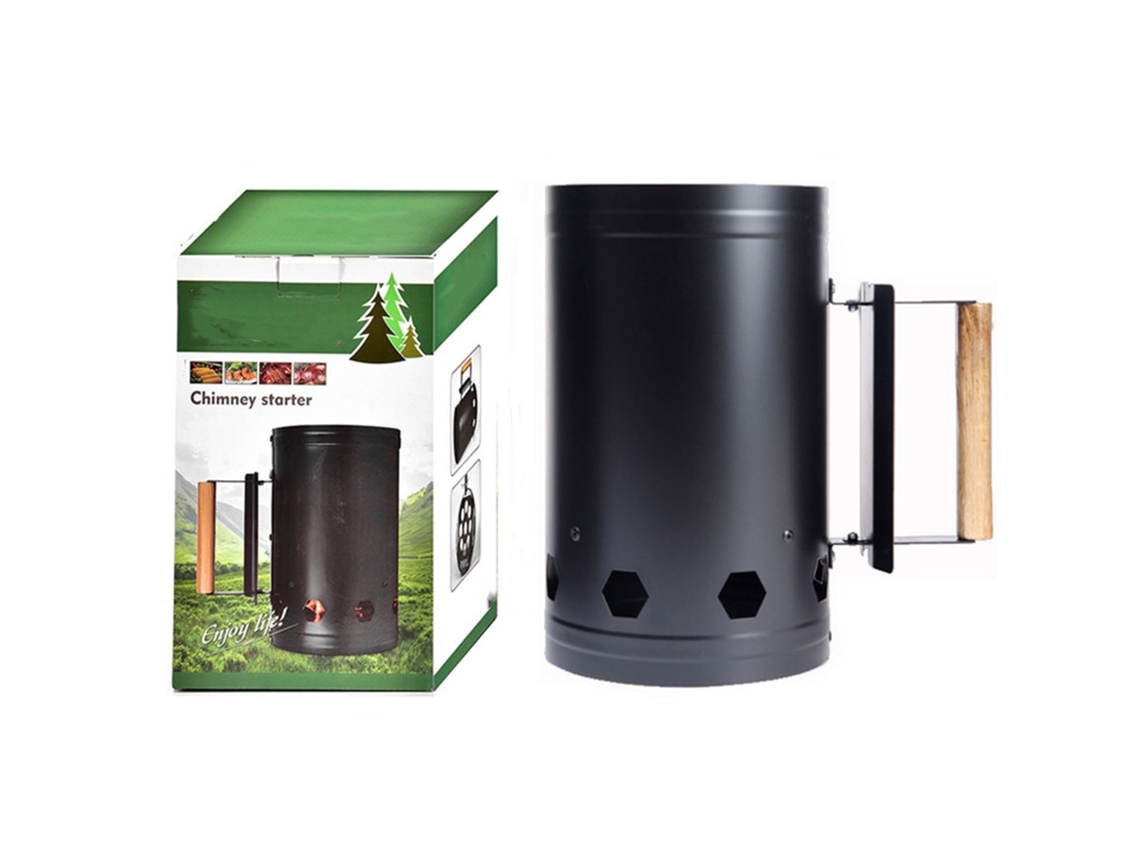 Encendedor de chimenea de acero inoxidable resistente al calor para barbacoa - Negro