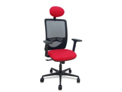 Silla De Oficina Zulema Con Mecanismo Sincro Tapizada Con Tela Color Rojo Y Malla Color Negro