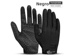 (negro M) Guantes De Ciclismo, Con Dedos, Antideslizantes, Amortiguadores, Compatibles Con Pantalla Táctil, Transpirables.